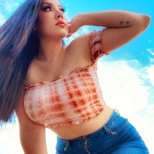 Off Shoulder Crop Top Frilled Trim - Forever21